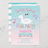 Unicorn Pool Party Anniversaire Invitation Pink Go (Devant / Derrière)