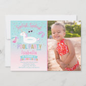 Unicorn Pool Party Anniversaire Invitation Pink Go (Devant)