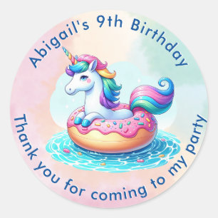 Unicorn Pool Party Anniversaire Sticker