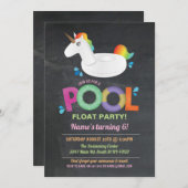 Unicorn Pool Party Birthday Beach Float Invites Kaart (Voorkant / Achterkant)