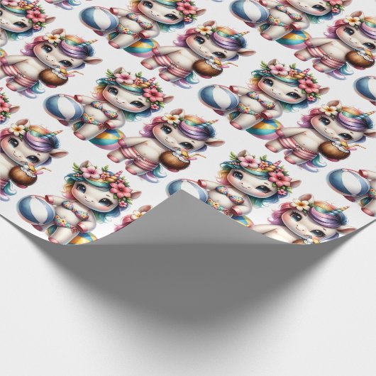 Unicorn Pool Party  Cadeaupapier (Hoek)