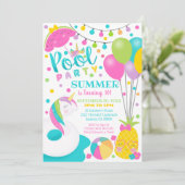 Unicorn Pool Party Invitation Girl Pool Anniversai (Debout devant)