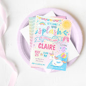 Unicorn Pool Party Invitation, Pool Bash Birthday Kaart