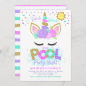 Unicorn Pool Party Kaart (Voorkant / Achterkant)