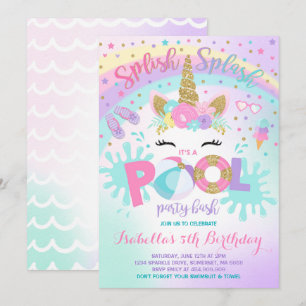 Unicorn Pool Pool Invitation Pool Anniversaire