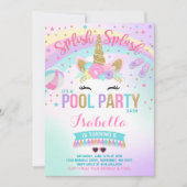 Unicorn Pool Pool Invitation Pool Anniversaire (Devant)