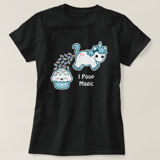 Unicorn Pooping over Cupcake T-shirt (Design voorkant)