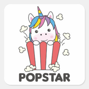 Unicorn Popcorn Whats Poppin Funny PopStar Vierkante Sticker