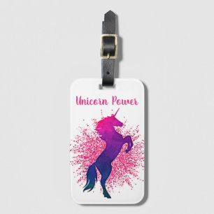 "Unicorn Power" Eenhoorn & Glitter Bagagelabel