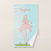 Unicorn Princess Castle Pink Blue (Serviette à main)