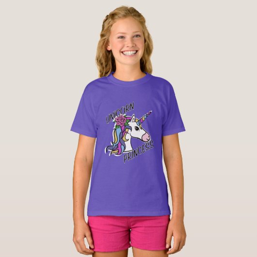 Unicorn Princess Design - Girls' Basic T-Shirt (Voorkant volledig)