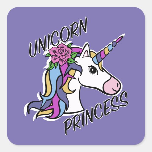 Unicorn Princess Design - Square Stickers (Voorkant)