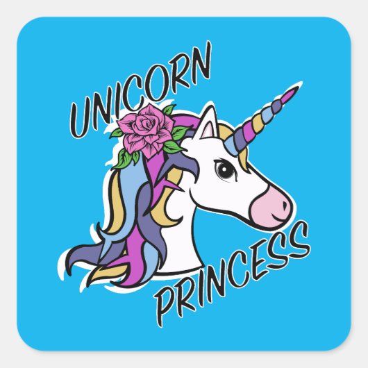 Unicorn Princess Design - Stickers Carrés (Devant)