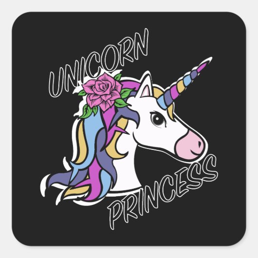 Unicorn Princess Design - Stickers Carrés (Devant)