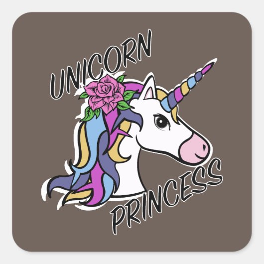 Unicorn Princess Design - Stickers Carrés (Devant)