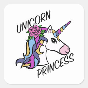 Unicorn Princess Design - Stickers Carrés