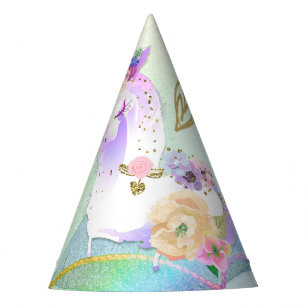 Unicorn Princess Iridescent Rainbow Pastel Party Feesthoedjes