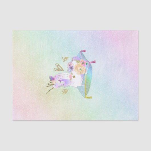 Unicorn Princess Iridescent Rainbow Pastel Party Tissuepapier (Voorkant)