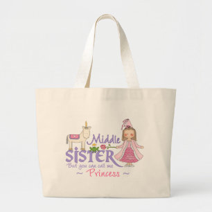 Unicorn Princess Middle Sister Grote Tote Bag