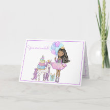 Unicorn Princess Modern Girly Waterverf Birthday