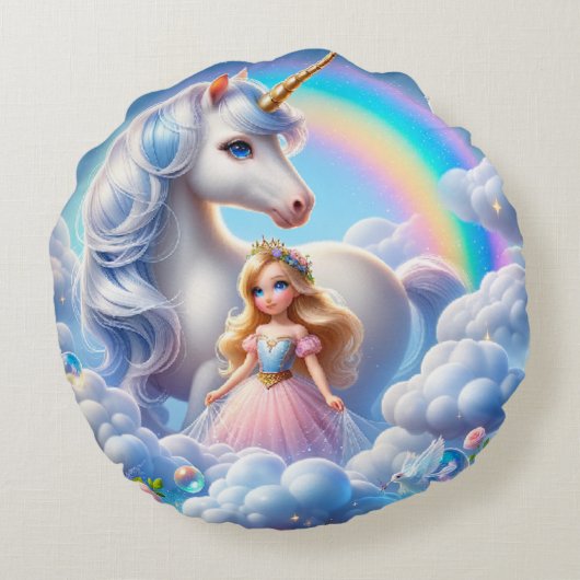 Unicorn Princess Rainbow Coussin - Pastel Fairytal (Dos)