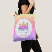Unicorn Princess Rainbow Glitter Persoonlijke naam Draagtas (Dichtbij)
