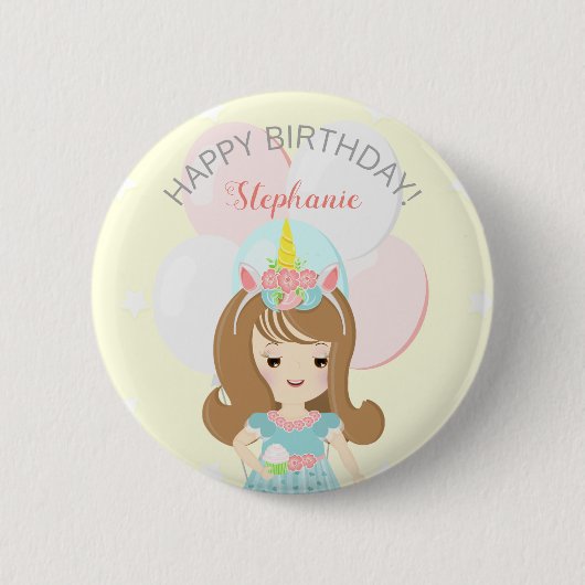 Unicorn Princess Ronde Button 5,7 Cm (Voorkant)