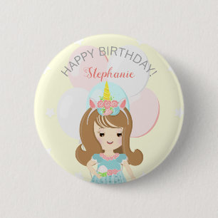 Unicorn Princess Ronde Button 5,7 Cm