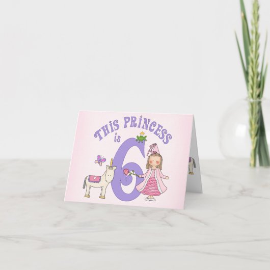 Unicorn Prinses 6e verjaardag Uitnodiging (Voorkant)