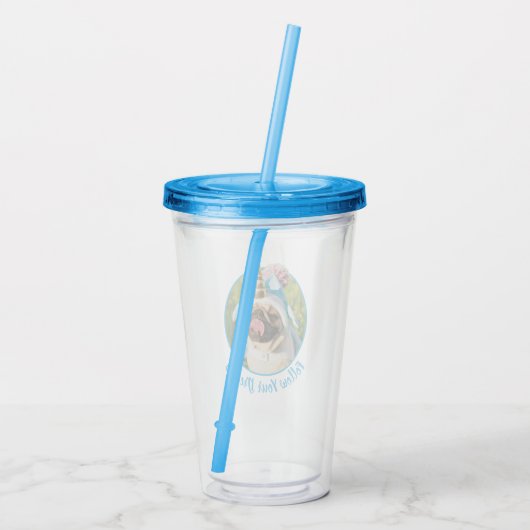 Unicorn Pug Acryl Drinkbeker (Achterkant)