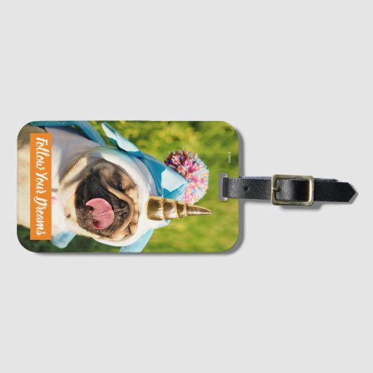 Unicorn Pug Bagagelabel (Voorkant (horizontaal))