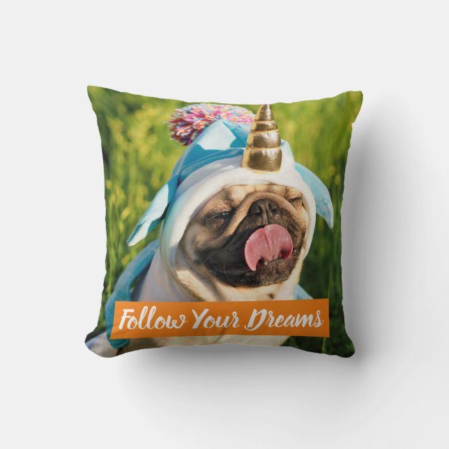 Unicorn Pug Kussen (Voorkant)