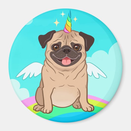 Unicorn Pug Magneet (Voorkant)