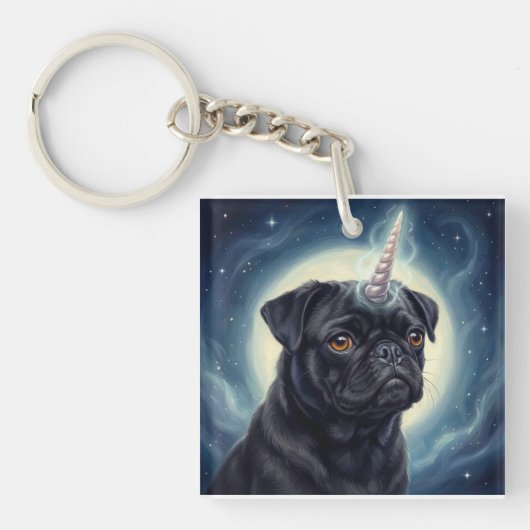 Unicorn Pug Sleutelhanger (voorkant)
