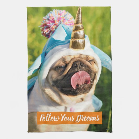 Unicorn Pug Theedoek (Verticaal)
