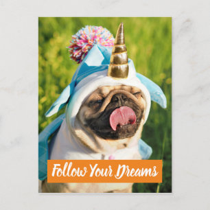 Unicorn Pug Uitnodiging Briefkaart