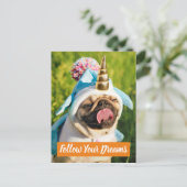 Unicorn Pug Uitnodiging Briefkaart (Staand voorkant)