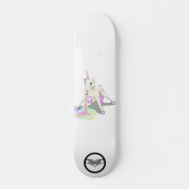 Unicorn puking regenboogster paarse sterren skateboard