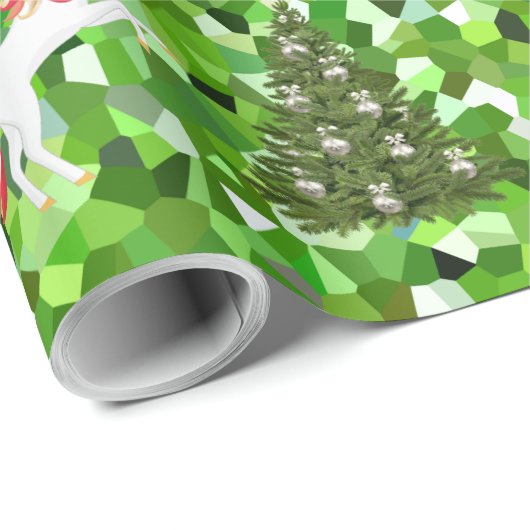 Unicorn Pulling Santa's Slaapse kerstcadeaus Cadeaupapier (Rol Hoek)