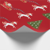 Unicorn Pulling Santa's Slaapse kerstcadeaus Cadeaupapier (Hoek)