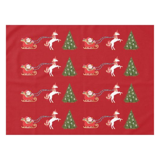 Unicorn Pulling Santa's Slaapse kerstcadeaus Tafelkleed (Voorkant (Horizontaal))