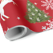 Unicorn Pulling Santa's Sleigh Snow Personalized  Cadeaupapier (Rol Hoek)