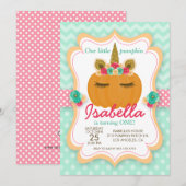 Unicorn Pumpkin Girl's Birthday Party Invitation Kaart (Voorkant / Achterkant)