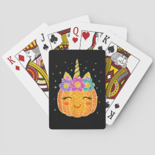 Unicorn Pumpkin Halloween Thanksgiving Pokerkaarten