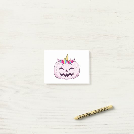 Unicorn Pumpkin Post-it® Notes (Op bureau)