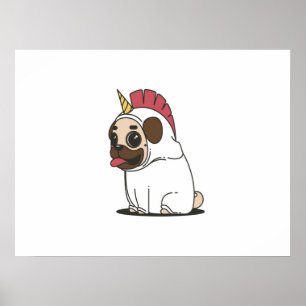 Unicorn Puppy Cute Pug Hondenliefhebber Gift Poster