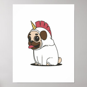Unicorn Puppy Cute Pug Hondenliefhebber Gift Poster