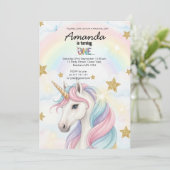 Unicorn Rainbow 1st Birthday Party Invitation (Debout devant)
