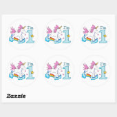 Unicorn Rainbow 1st Birthday Ronde Sticker (Vel)