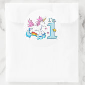Unicorn Rainbow 1st Birthday Ronde Sticker (Tas)